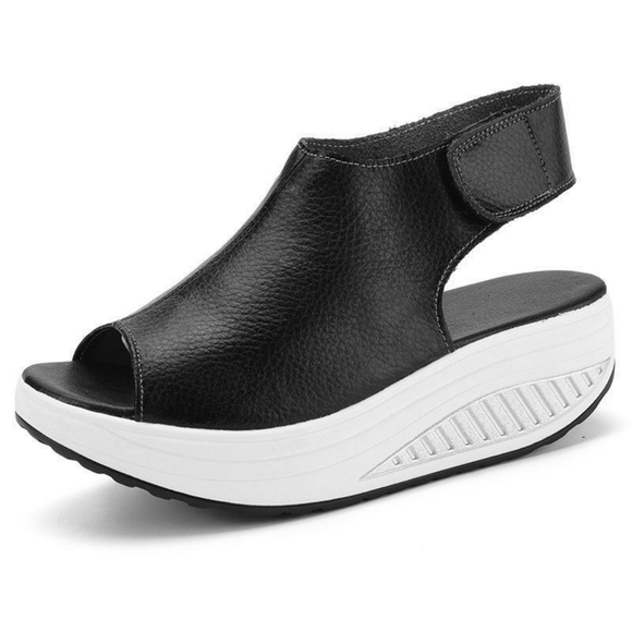 Shake Comfort Peep Toe Walking Platform Wedge - Picture 2 of 8